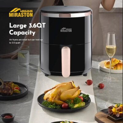 Compact Digital Touchscreen Air Fryer 3.6 Qt 9-in-1 Kitchen Appliance with Baking Pan 9 Presets for Home Use - Image 4