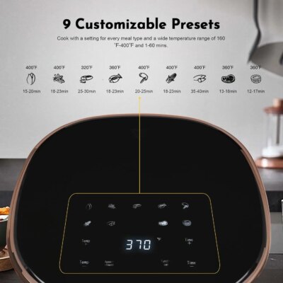 Compact Digital Touchscreen Air Fryer 3.6 Qt 9-in-1 Kitchen Appliance with Baking Pan 9 Presets for Home Use - Image 2