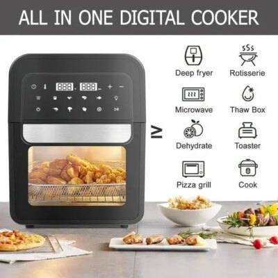 Air Fryer Oven 6.5Qt XL Large Family Size, 8-in-1 Digital Control, Stainless Steel Air Fyer, Nonstick and Dishwasher Safe Basket - Image 5