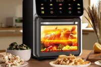 Household large capacity visual air fryer multifunctional healthy touch screen electric oven non-stick pan baking utensils