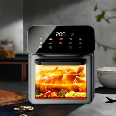 Household large capacity visual air fryer multifunctional healthy touch screen electric oven non-stick pan baking utensils - Image 2