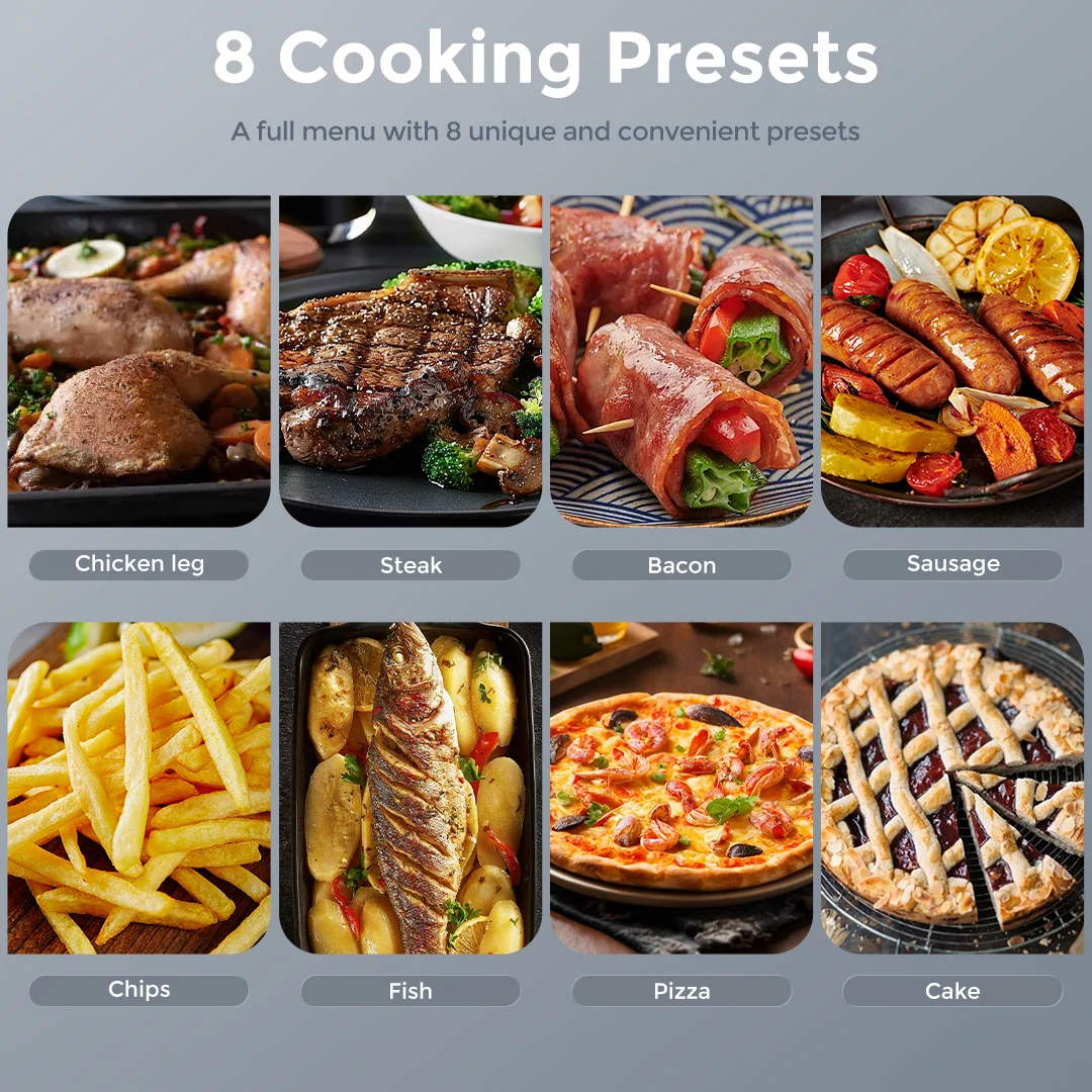SEJOY Air Fryer Toaster Oven Combo 6 Quart Digital Display with 8 Cooking Presets Oilless Cooker,Visible Window