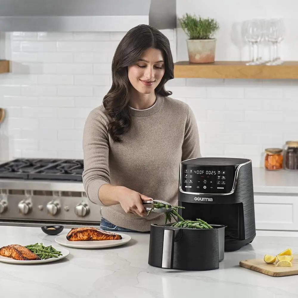 Digital Air Fryer 4 Qt 12 Presets Touchscreen FryForce 360 Technology Nonstick Basket and Tray Dishwasher Safe Intuitive Display Digital Air Fryer 4 Qt 12 Presets Touchscreen FryForce 360 Technology Nonstick Basket and Tray Dishwasher Safe Intuitive Display