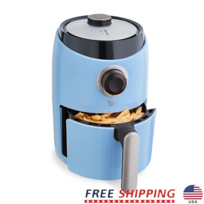 Compact Air Fryer Oven 2QT with Temp Control Non-Stick Basket Auto Shut Off Recipe Guide 1000W Healthy Cooking Gadget