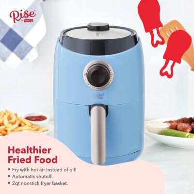 Compact Air Fryer Oven 2QT with Temp Control Non-Stick Basket Auto Shut Off Recipe Guide 1000W Healthy Cooking Gadget - Image 4