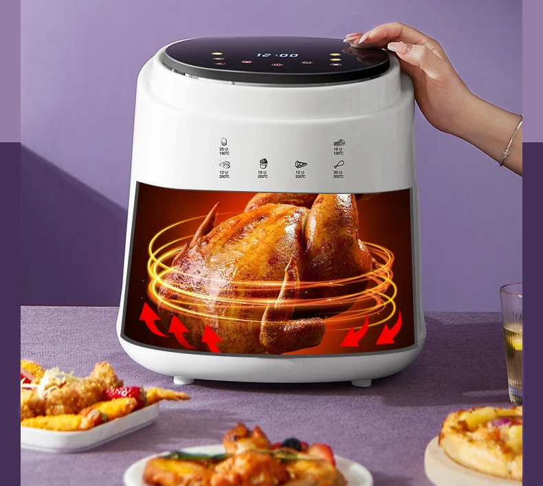 900W 110V-220V Household 8L AirFryer No Oil Electric Fryer with Gridiron Intelligent Touch Screen Oven for Whole Chicken