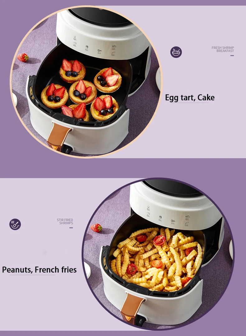 900W 110V-220V Household 8L AirFryer No Oil Electric Fryer with Gridiron Intelligent Touch Screen Oven for Whole Chicken