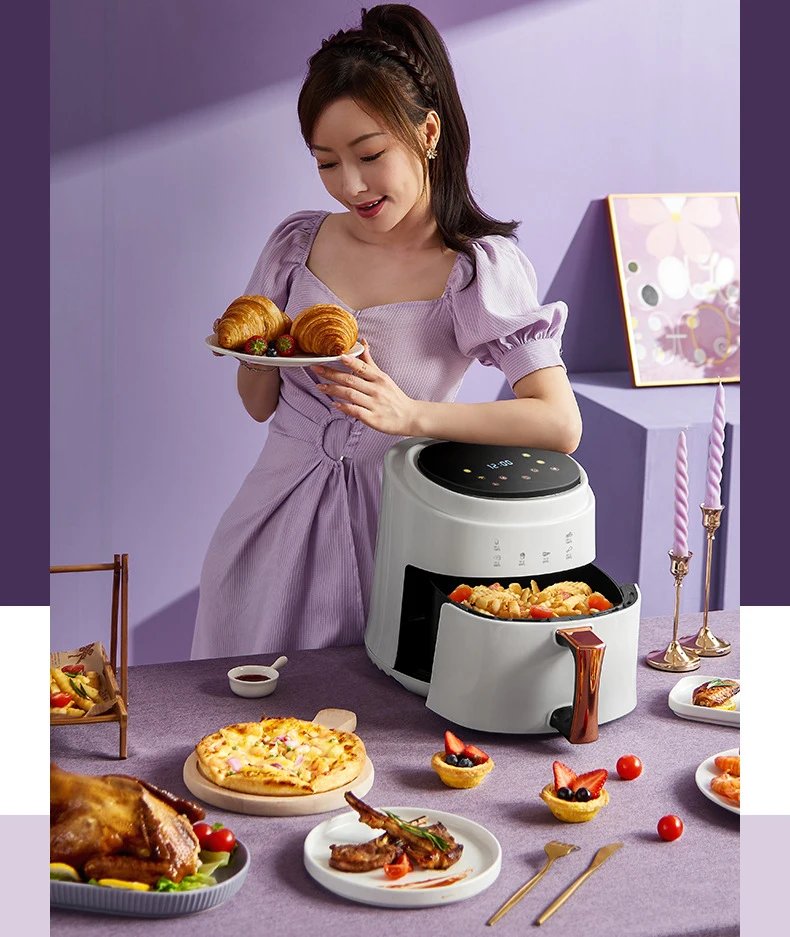 900W 110V-220V Household 8L AirFryer No Oil Electric Fryer with Gridiron Intelligent Touch Screen Oven for Whole Chicken