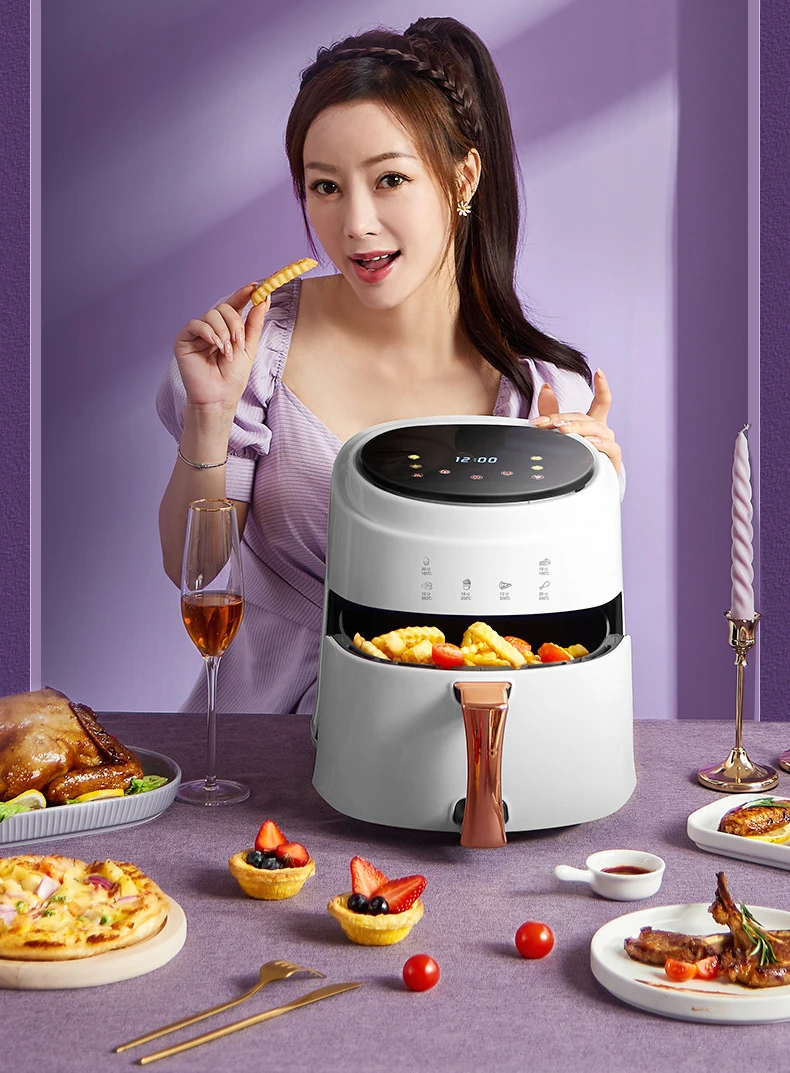 900W 110V-220V Household 8L AirFryer No Oil Electric Fryer with Gridiron Intelligent Touch Screen Oven for Whole Chicken