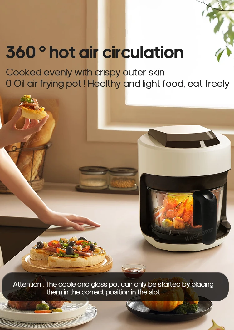 Free Electric Hot Glass Air Fryers Oven 12-in 1 2.5L White Air Fryers with Nonstick Basket Home Kitchen Appliances