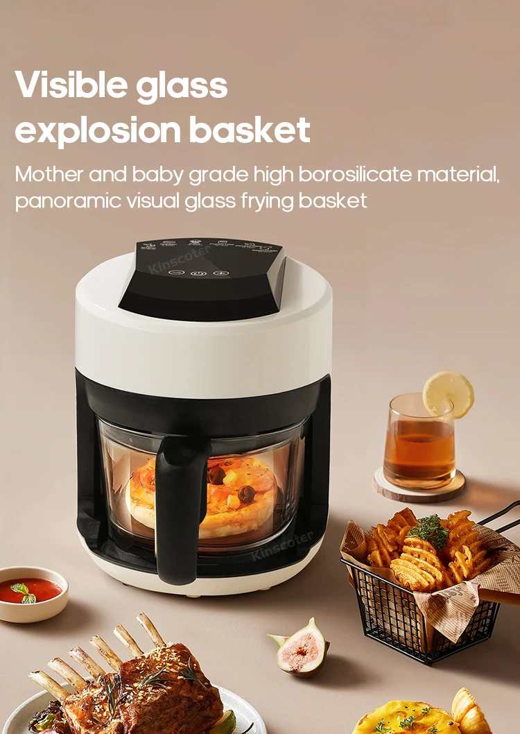 Free Electric Hot Glass Air Fryers Oven 12-in 1 2.5L White Air Fryers with Nonstick Basket Home Kitchen Appliances