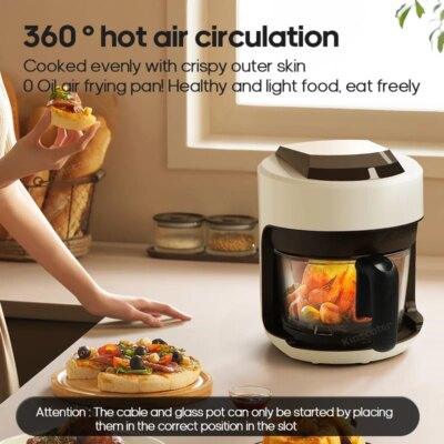 Free Electric Hot Glass Air Fryers Oven 12-in 1 2.5L White Air Fryers with Nonstick Basket Home Kitchen Appliances - Image 4