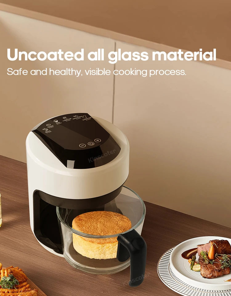 Free Electric Hot Glass Air Fryers Oven 12-in 1 2.5L White Air Fryers with Nonstick Basket Home Kitchen Appliances