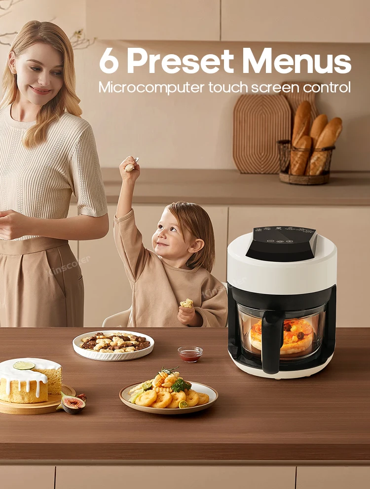 Free Electric Hot Glass Air Fryers Oven 12-in 1 2.5L White Air Fryers with Nonstick Basket Home Kitchen Appliances