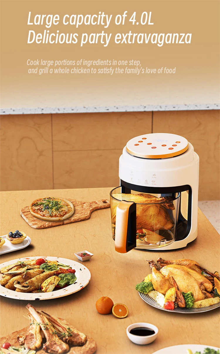 Smart Visual Air Fryer 3L Multi-functional Oil-free Fryer Automatic Household 360°Baking LED Touchscreen Deep Fryer without Oil