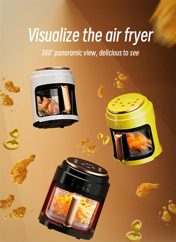 Smart Visual Air Fryer 3L Multi-functional Oil-free Fryer Automatic Household 360°Baking LED Touchscreen Deep Fryer without Oil