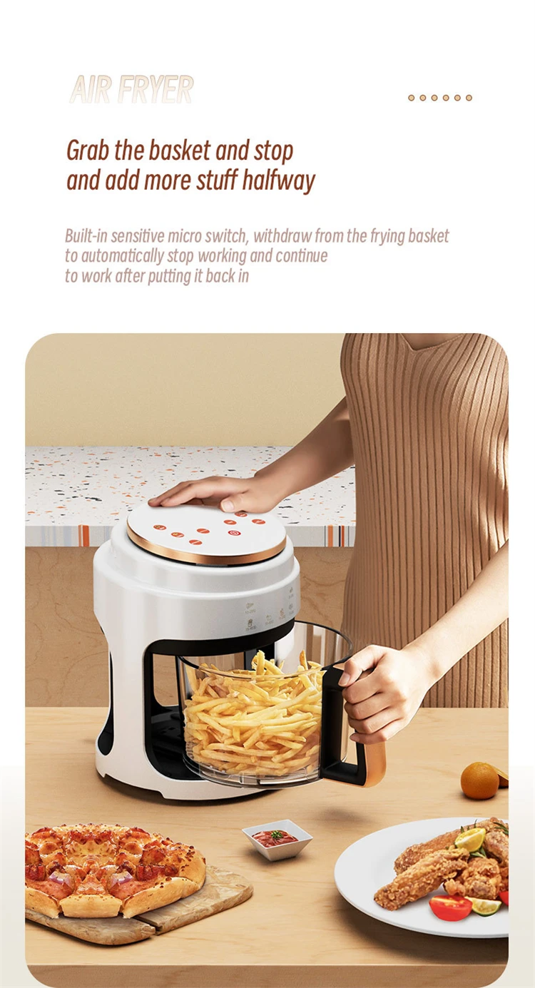 Smart Visual Air Fryer 3L Multi-functional Oil-free Fryer Automatic Household 360°Baking LED Touchscreen Deep Fryer without Oil