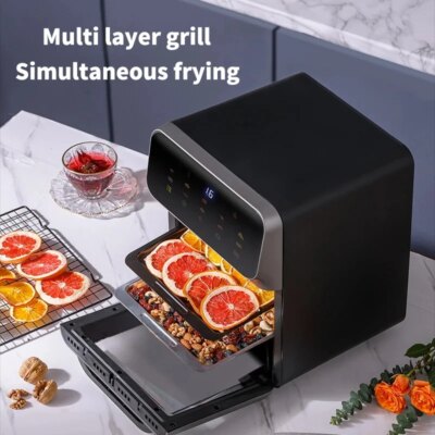 Electric Hot Air Fryer, 12L Large Capacity, 90% Less Oil, Convection Oven Deep Fryer, 360°Baking Viewable Window, Home Appliance - Image 2