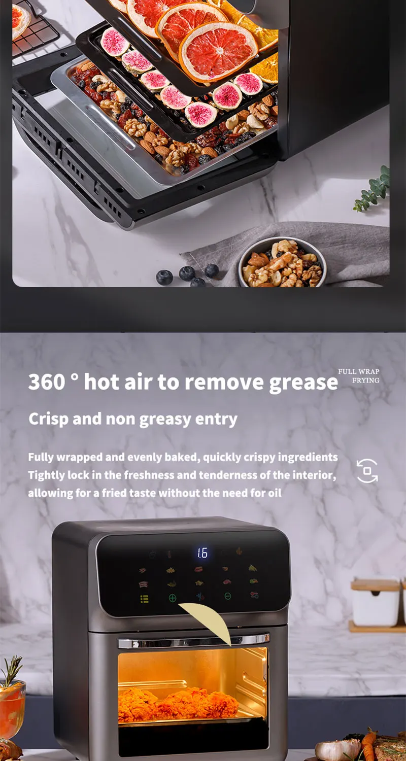 Electric Hot Air Fryer, 12L Large Capacity, 90% Less Oil, Convection Oven Deep Fryer, 360°Baking Viewable Window, Home Appliance Electric Hot Air Fryer, 12L Large Capacity, 90% Less Oil, Convection Oven Deep Fryer, 360°Baking Viewable Window, Home Appliance