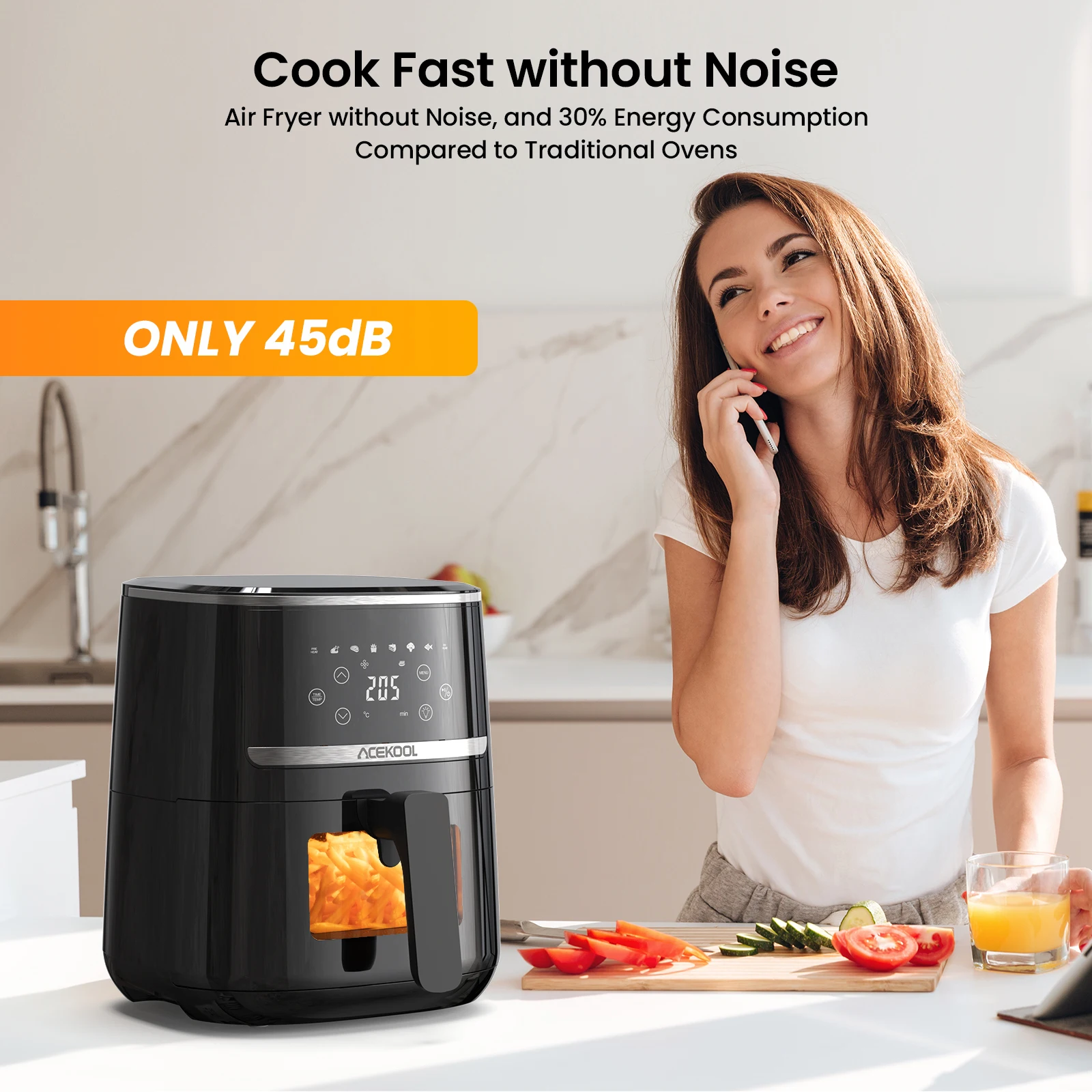Digital Display 5 Quart Air Fryer Toaster Oven Combo with 8 Cooking Presets Oilless Cooker Visible Window,Dishwasher Safe Basket