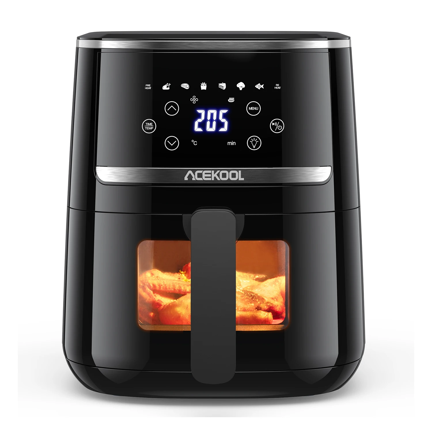 Digital Display 5 Quart Air Fryer Toaster Oven Combo with 8 Cooking Presets Oilless Cooker Visible Window,Dishwasher Safe Basket