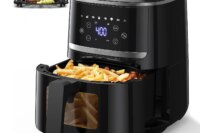 Digital Display 5 Quart Air Fryer Toaster Oven Combo with 8 Cooking Presets Oilless Cooker Visible Window,Dishwasher Safe Basket