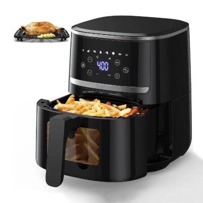 Digital Display 5 Quart Air Fryer Toaster Oven Combo with 8 Cooking Presets Oilless Cooker Visible Window,Dishwasher Safe Basket