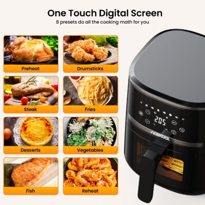 Digital Display 5 Quart Air Fryer Toaster Oven Combo with 8 Cooking Presets Oilless Cooker Visible Window,Dishwasher Safe Basket - Image 4