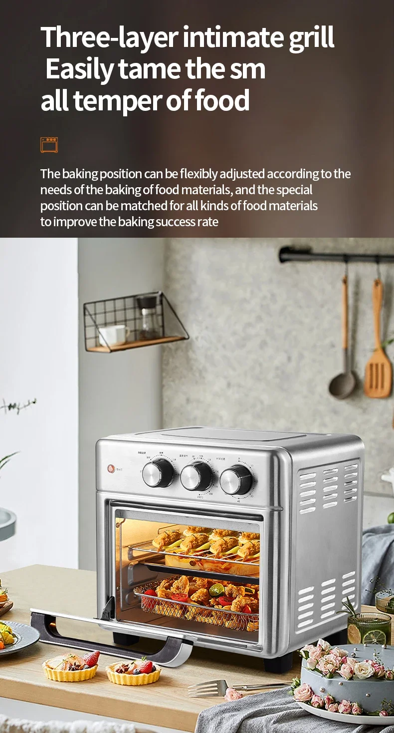 Smart air fryer oven 26L 13L Large Capacity Electric Air Fryers Visible Window Household Kitchen Deep Fryer without Oil EU 220V