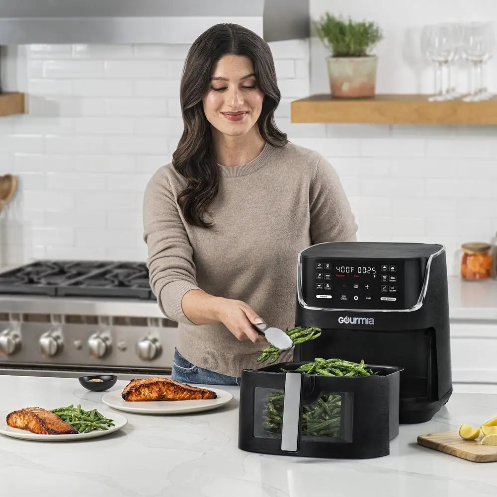 8QT Air Fryer with 12 Presets Extra-Large Capacity Window & Light FryForce 360 Technology Preheat Reminder Guided Prompts 8QT Air Fryer with 12 Presets Extra-Large Capacity Window & Light FryForce 360 Technology Preheat Reminder Guided Prompts