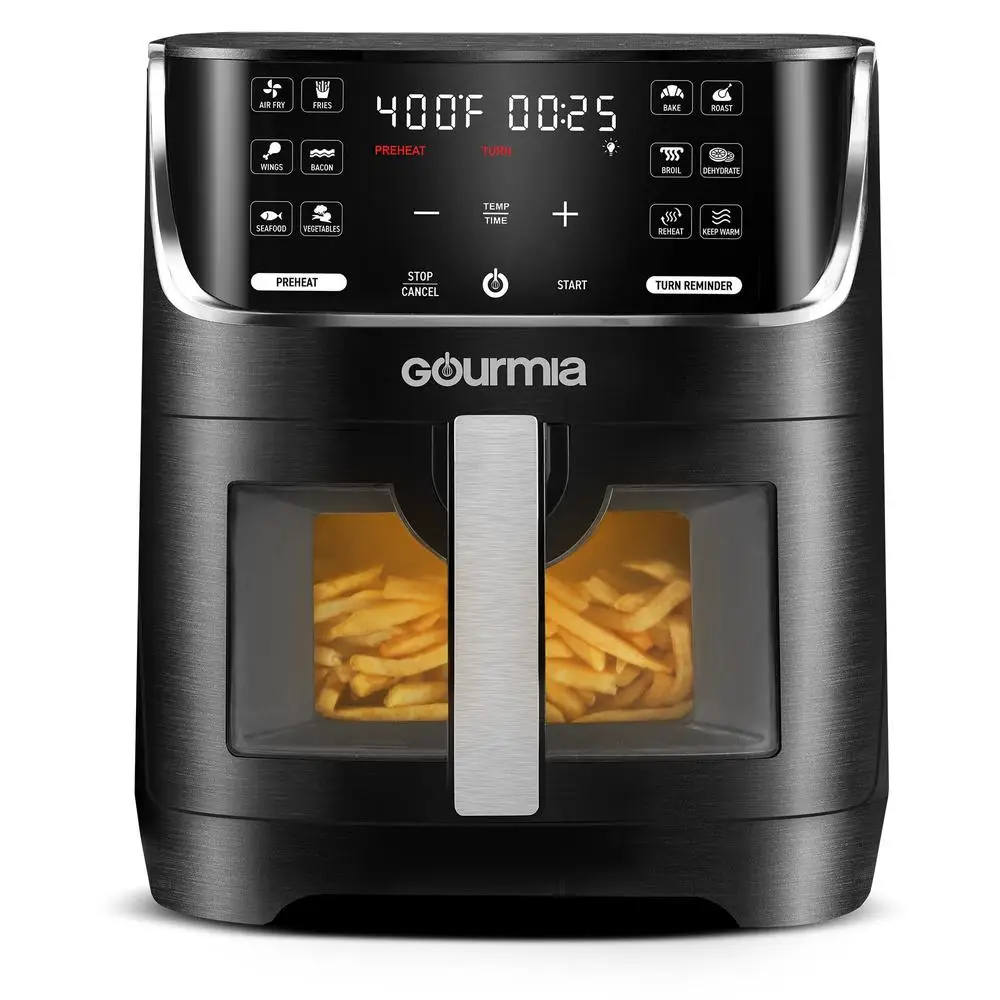 8QT Air Fryer with 12 Presets Extra-Large Capacity Window & Light FryForce 360 Technology Preheat Reminder Guided Prompts 8QT Air Fryer with 12 Presets Extra-Large Capacity Window & Light FryForce 360 Technology Preheat Reminder Guided Prompts