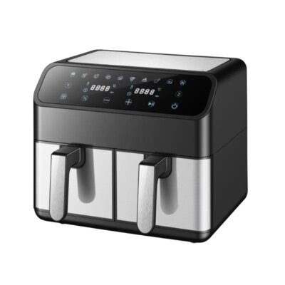 8L 2000W Stainless Steel Air Fryer Double Basket Digital Display with 8 Cooking Presets Oilless Cooker Dishwasher Safe Basket - Image 6