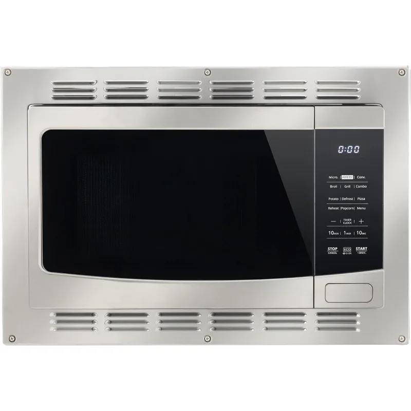 RecPro RV Kitchen Air Fryer & Convection Microwave with Trim Kit | 1.0 Cu. Ft. | 120V | 6 Cooking Modes (Stainless Steel)