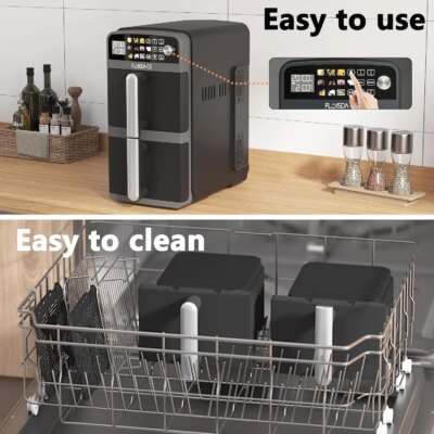 10-QT Dual Large Air Fryer, XL 2-Basket Air Fryer, 10-in-1 Technology Double Cooks 4 Foods at Once, Smart Finish & Match Cook, A - Image 5
