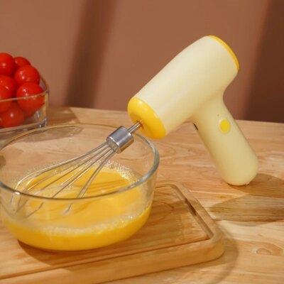 Modern Minimalist Home Electric Hand Mixer: High-Speed Egg Beater, Coffee Milk Frother & Cake Baking Tool with Built-in Battery