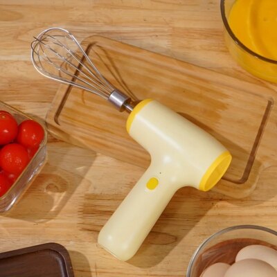Modern Minimalist Home Electric Hand Mixer: High-Speed Egg Beater, Coffee Milk Frother & Cake Baking Tool with Built-in Battery - Image 4