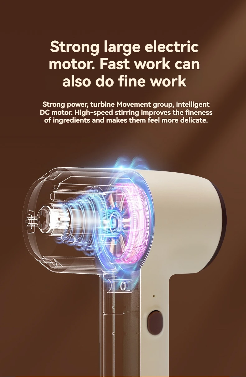 Modern Minimalist Home Electric Hand Mixer: High-Speed Egg Beater, Coffee Milk Frother & Cake Baking Tool with Built-in Battery