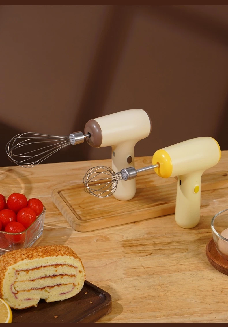 Modern Minimalist Home Electric Hand Mixer: High-Speed Egg Beater, Coffee Milk Frother & Cake Baking Tool with Built-in Battery
