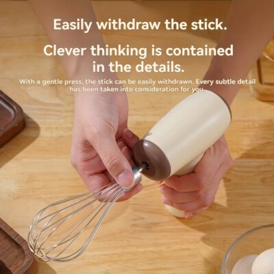 Modern Minimalist Home Electric Hand Mixer: High-Speed Egg Beater, Coffee Milk Frother & Cake Baking Tool with Built-in Battery - Image 3