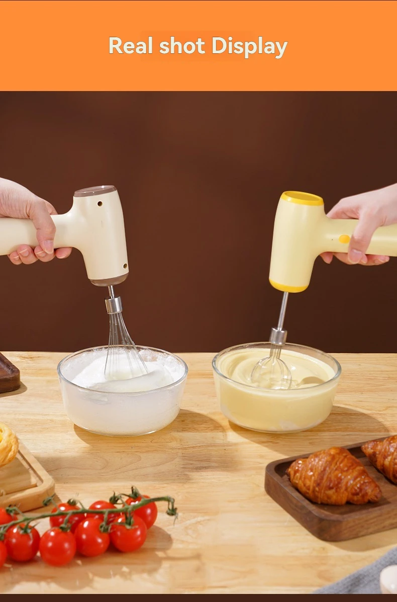 Modern Minimalist Home Electric Hand Mixer: High-Speed Egg Beater, Coffee Milk Frother & Cake Baking Tool with Built-in Battery