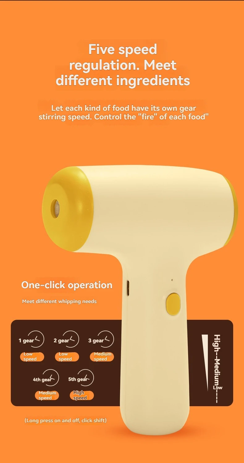 Modern Minimalist Home Electric Hand Mixer: High-Speed Egg Beater, Coffee Milk Frother & Cake Baking Tool with Built-in Battery