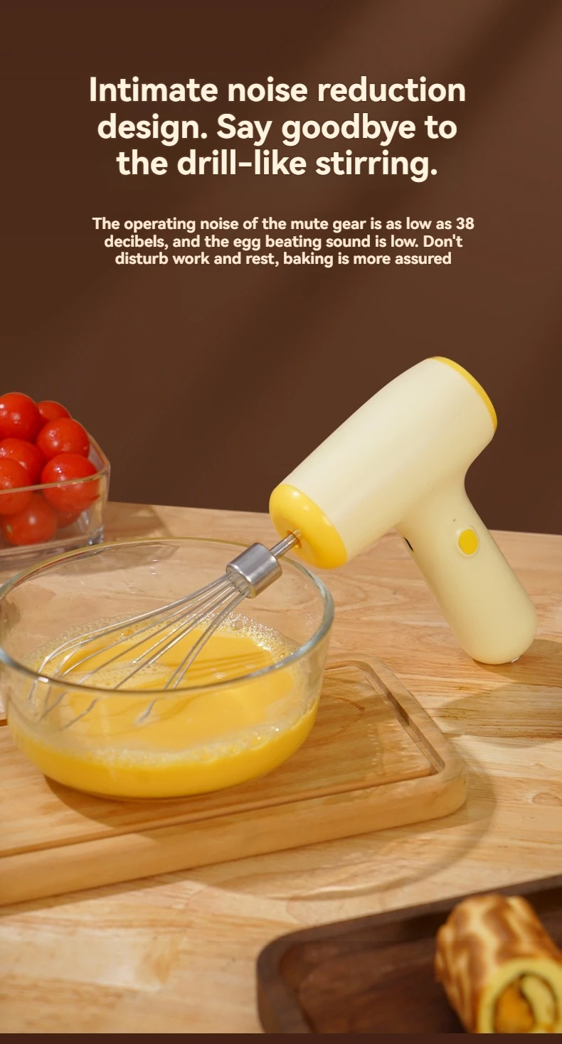 Modern Minimalist Home Electric Hand Mixer: High-Speed Egg Beater, Coffee Milk Frother & Cake Baking Tool with Built-in Battery