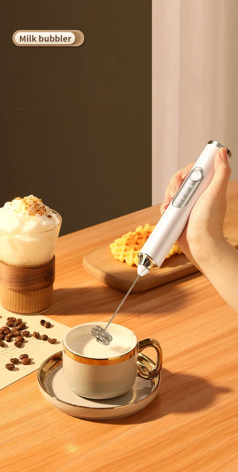High Quality Electric Milk Frother Foam Maker Handheld USB Rechargeable Foamer High Speeds Drink Mixer Coffee Frothing Wand