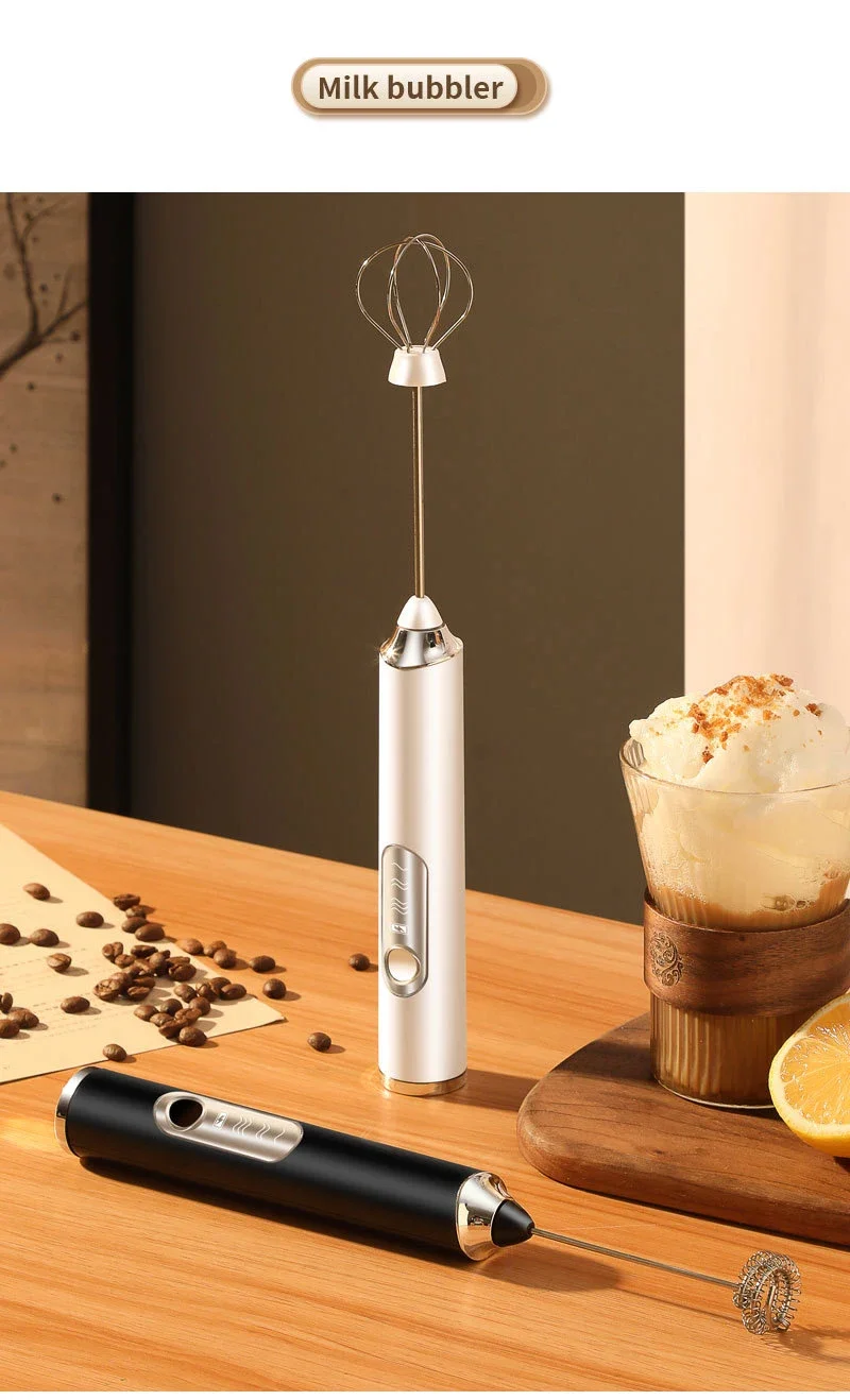 High Quality Electric Milk Frother Foam Maker Handheld USB Rechargeable Foamer High Speeds Drink Mixer Coffee Frothing Wand