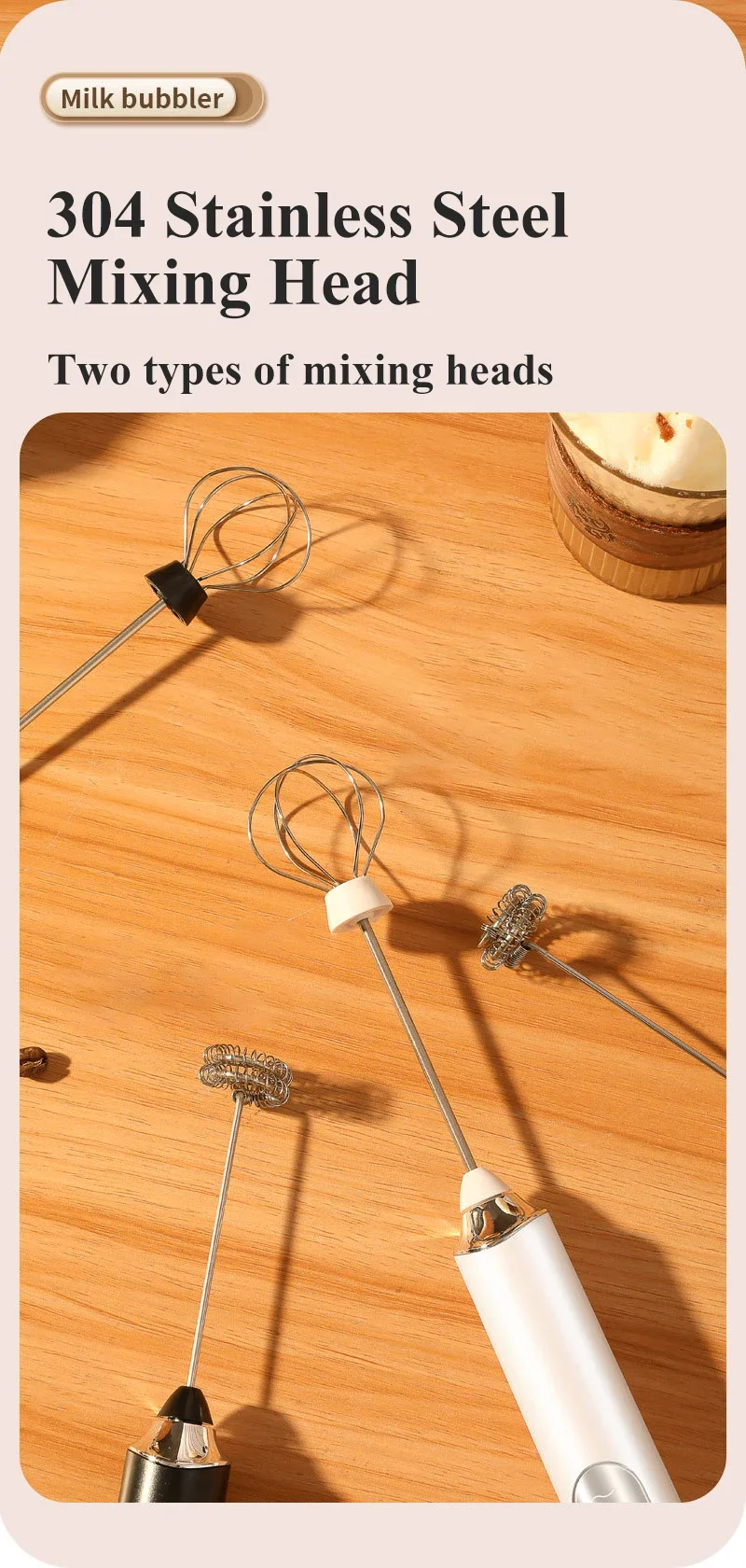High Quality Electric Milk Frother Foam Maker Handheld USB Rechargeable Foamer High Speeds Drink Mixer Coffee Frothing Wand