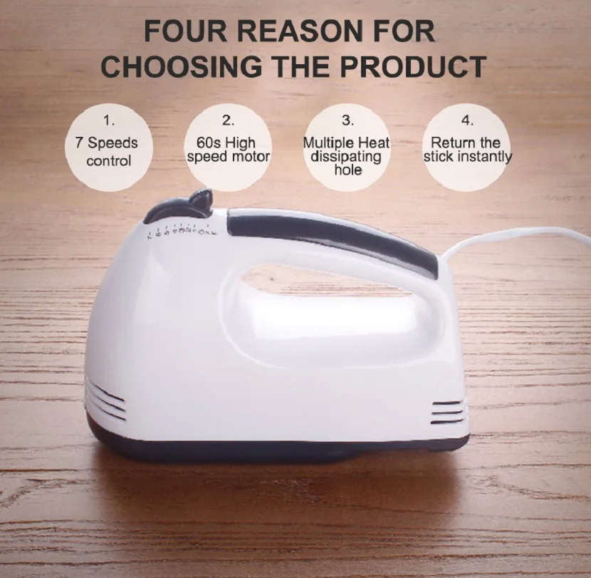 Handheld Mixer 7 Speed Mini Mixer Multifunctional Electric Food Blender Egg Beater Automatic Cream Food Cake Baking Dough Mixer