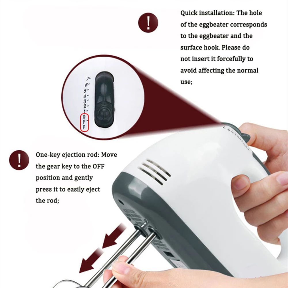 Handheld Mixer 7 Speed Mini Mixer Multifunctional Electric Food Blender Egg Beater Automatic Cream Food Cake Baking Dough Mixer
