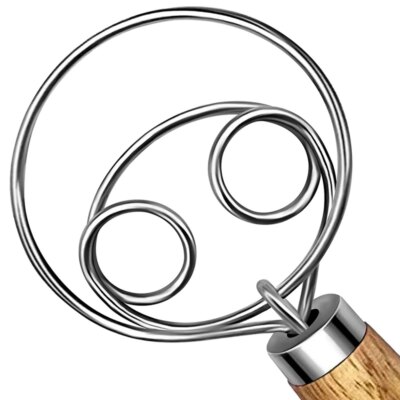 A85Z-Dough Whisk Stainless Steel Dough Whisk Danish Dough Whisk Dutch Style Bread Dough Hand Mixer Wooden Handle Kitchen Baking - Image 5