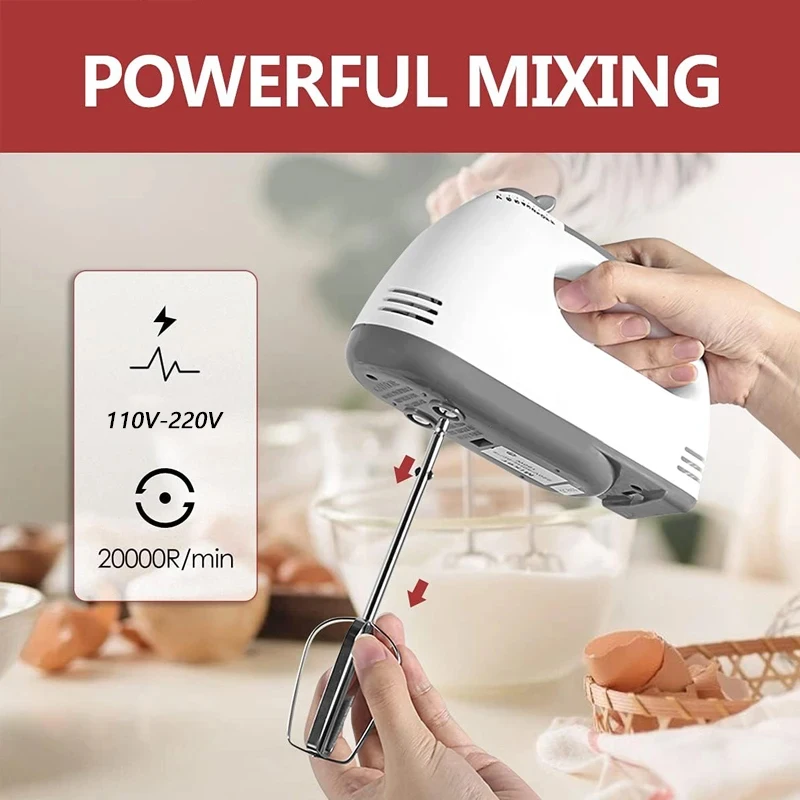 Hand Mixer Hand Mixer Electric 110-220v Power Handheld Mixer for Baking Cake Egg Cream Food Beater 4 Stainless Steel Accessories
