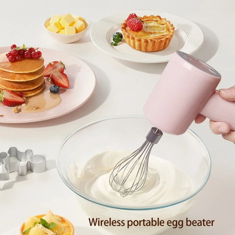 Cordless Wireless Stainless Steel Mixer with 3 Speed Electric Whisk Kitchen Tool D2RD